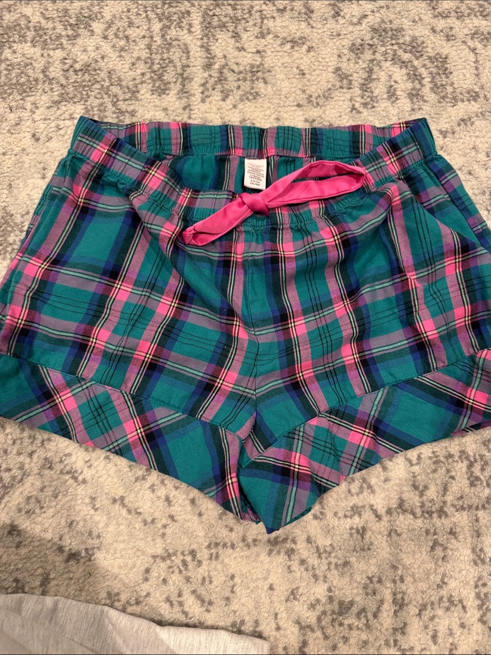 Victoria's Secret Teal and Pink Plaid Lounge Shorts size medium